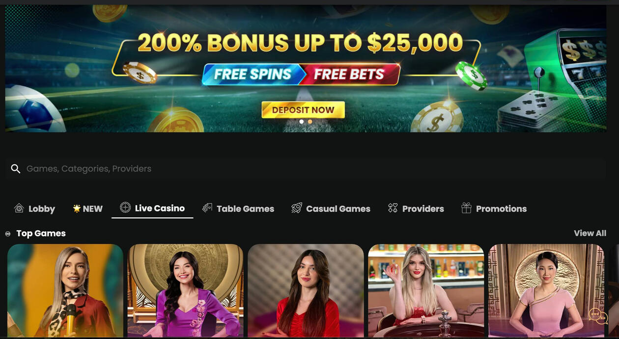 screenshot of WSM Casino live casino games